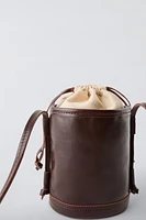 LEATHER BUCKET CROSSBODY BAG