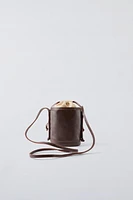 LEATHER BUCKET CROSSBODY BAG