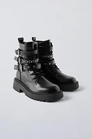 TRIPLE BUCKLE ANKLE BOOTS