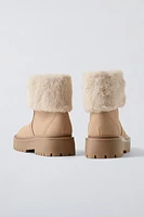 ANKLE BOOTS WITH FAUX FUR CUFF