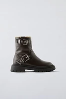 CASUAL LINED ANKLE BOOTS WITH BUCKLES