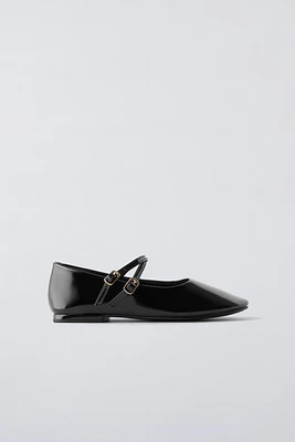 PATENT LEATHER STRAP BALLET FLATS