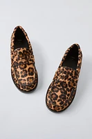 ANIMAL PRINT LEATHER PENNY LOAFERS