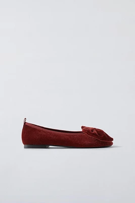 MAXI BOW VELVET BALLET FLATS