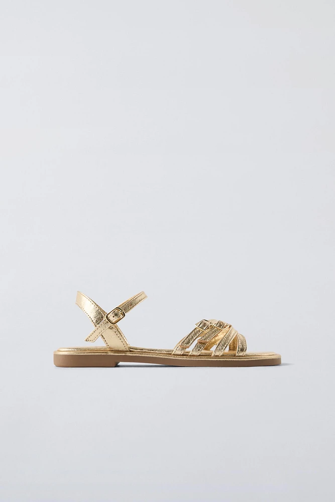 METALLIC STRAP SANDALS