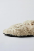 FAUX FUR BUCKLED SLIPPERS