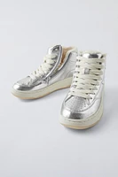 SHIMMERY LINED HIGH TOP SNEAKERS