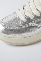 SHIMMERY LINED HIGH TOP SNEAKERS