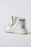 SHIMMERY LINED HIGH TOP SNEAKERS