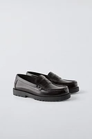 LEATHER LUG SOLE PENNY LOAFERS