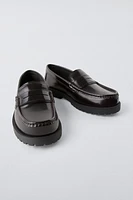 LEATHER LUG SOLE PENNY LOAFERS