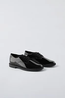 FAUX PATENT LEATHER DERBY SHOES