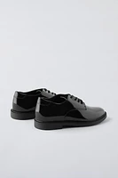 FAUX PATENT LEATHER DERBY SHOES