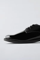 FAUX PATENT LEATHER DERBY SHOES