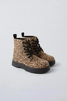 ANIMAL PRINT LACE UP BOOTS