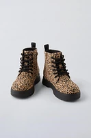 ANIMAL PRINT LACE UP BOOTS