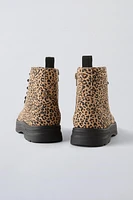 ANIMAL PRINT LACE UP BOOTS