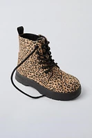 ANIMAL PRINT LACE UP BOOTS