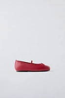 BOW TRIM LEATHER BALLET FLATS