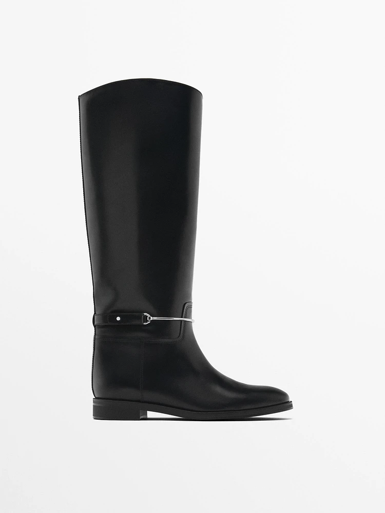 Riding-style boots with detachable embellishment