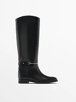 Riding-style boots with detachable embellishment