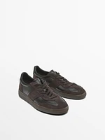 Contrast split leather trainers