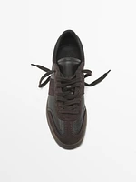 Contrast split leather trainers