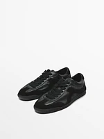 Contrast leather trainers