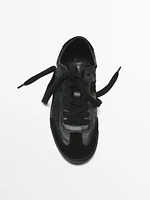 Contrast leather trainers