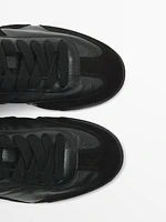 Contrast leather trainers