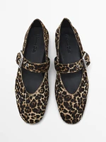 Animal print ballet flats with buckle