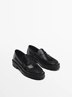 Track sole loafers with penny strap