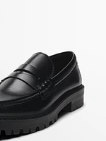 Track sole loafers with penny strap