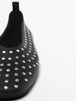 Studded ballet flats with ankle strap