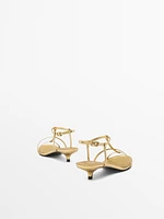 Metallic heel strappy sandals