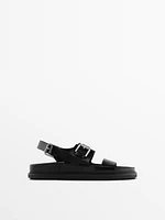 Flat slider sandals with buckles