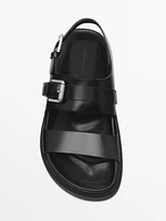 Flat slider sandals with buckles