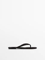 Velvet flat slider sandals