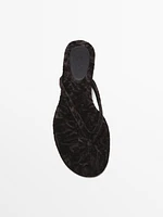 Velvet flat slider sandals