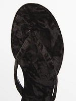 Velvet flat slider sandals