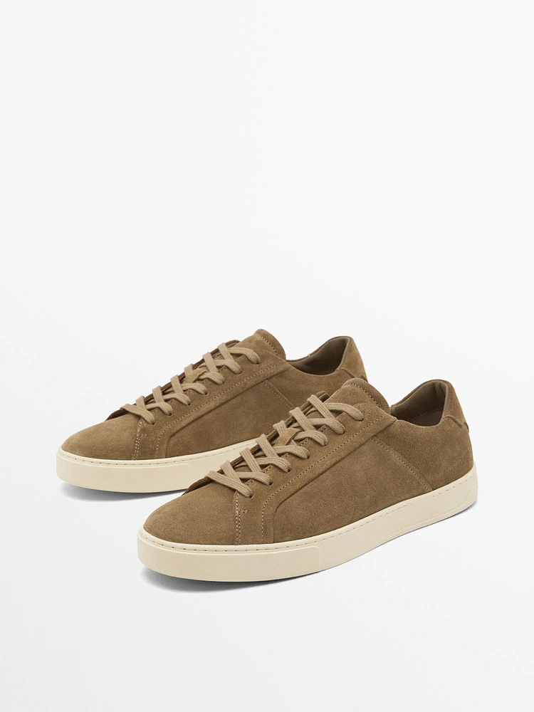Split suede trainers