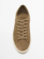 Split suede trainers