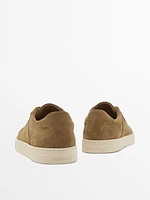 Split suede trainers