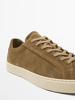Split suede trainers