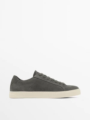 Split suede trainers