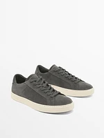 Split suede trainers