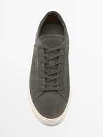 Split suede trainers