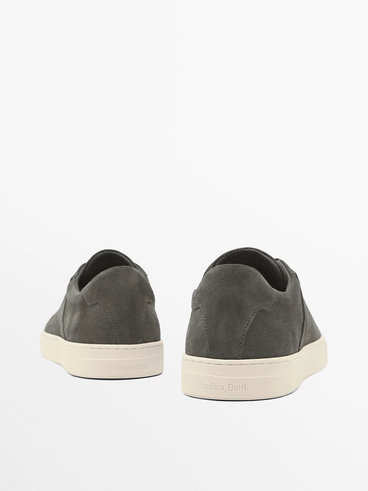 Split suede trainers