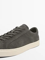 Split suede trainers