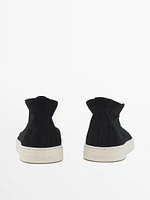 Split leather high-top trainers